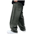 thumbnail image 5 of Xyant Boys Baggy Jeans Comfortable Streetwear Elastic Waist Pants with Pockets, Straight Leg Jeans for Tween (Blue,8-9 Years), 5 of 7