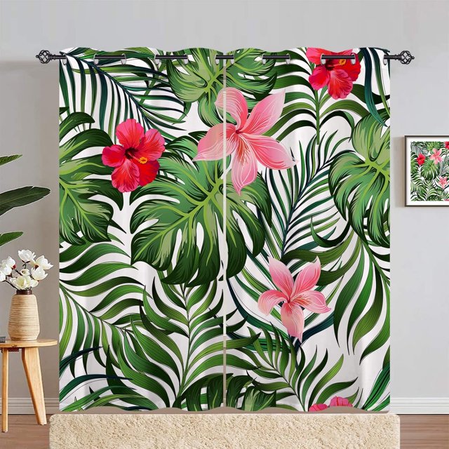 Landscape Curtains Nature Scenery Theme Window Drapes with Tropical Sunset Beach Stone Scene Design Print Pattern Rod Pocket Decor Curtains for Bedroom Living Room Office 2 Panels 52 x 84 Inch