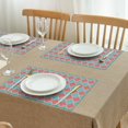 thumbnail image 3 of Red Teal Checkerboard Checkered Pattern Summer Placemats Table Placemats Set Of 4-Linen Kitchen Washable Placemats Table Mats 11.8"x17.7" Non-Slip Heat Resistant, 3 of 6