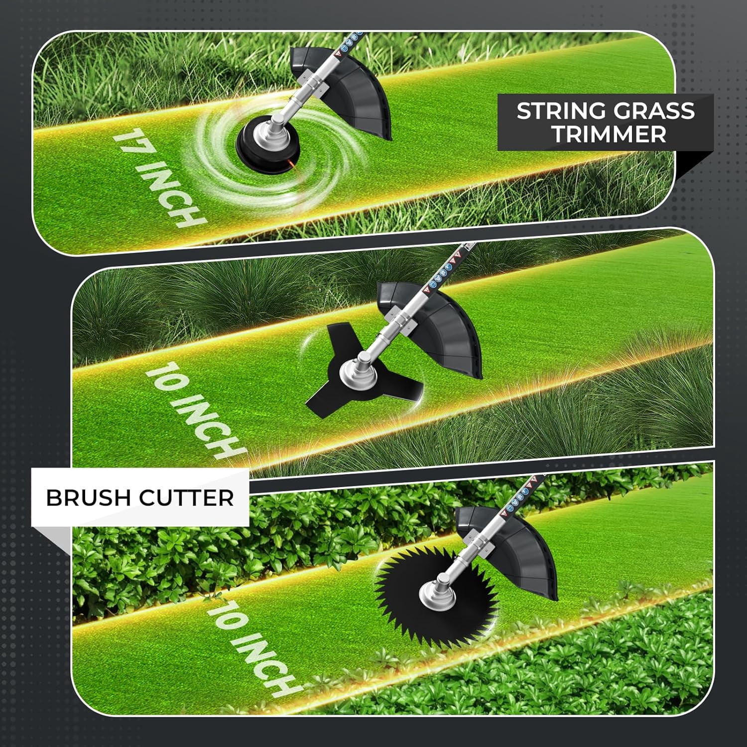 52CC 3-in-1 2-Stroke Gas Powered Weed Wacker, Backpack Weed Eater String Trimmer, Brush Cutter 3/40-Tooth Blade