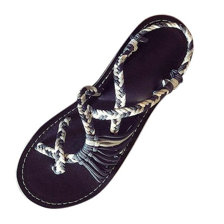 

Alueeu Women s sandals Women Hemp Rope Flip Flops Sandals Summer Fashion Roman Beach Shoes Slippers