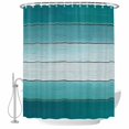 thumbnail image 2 of Shower Curtains for Bathroom, Teal Turquoise Waterproof Fabric Shower Curtain, Farmhouse Abstract Gradient Wooden Plank Decorative Bathroom Curtain for Bathtub, 36"x72", No Hooks Included, 2 of 9