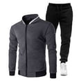 thumbnail image 4 of Sweatsuits for Men 2 Piece Hoodless Tracksuit Sets Full Zip Jacket Sweatpants Dressy Casual Jogging Suits Sportswear (3XL, Dark Gray), 4 of 4