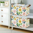 thumbnail image 2 of Yayeee Foldable Storage Basket for Shelves with Handles Set of 2 Waterproof Cloth Bins, Retro Yellow Floral, 2 of 7