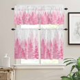 thumbnail image 2 of Winter Watercolor Pink Trees Kitchen Curtains and Valances Set, Snowflake Plant Christmas Gradient Rod Pocket Window Valance Window Curtain Panels for Living Room Bedroom Laundry, 27.5x36in, 3 Pieces, 2 of 7