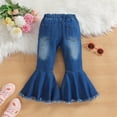 thumbnail image 6 of PLHWHYQ Girls Denim Jeans For Fall Flared Leg Fit Kids Trousers For Everyday Comfort Style Versatile Solid Color Bottoms Blue 12-24 Months, 6 of 9