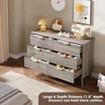 thumbnail image 4 of Senfot 6 Drawer Dresser for Bedroom, 47.2" Wide with Fluted Wood Drawers, Gold Handle Design, Modern Chest for Living Room and Bedroom Storage, Gray, 4 of 8