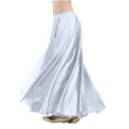 thumbnail image 2 of Women's Satin Maxi Skirts Dressy Casual Elastic High Waisted Fit and Flare Flowy A Line Long Skirts Party Outfits (One Size, Gray), 2 of 4