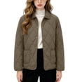 thumbnail image 2 of Yutgune Women's Winter Diamond Quilted Jacket Long Sleeve Button Lapel Collar Lightweight Padded Outerwear Coat, 2 of 7