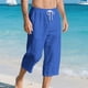 thumbnail image 2 of Pocket Chart Stand Style Casual Casual Cordón de Color Sólido de los Hombres Capris con Bolsillo Lateral para Verano Al Aire Libre, 2 of 9
