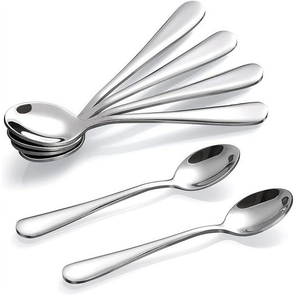 Nmkwnr 6 Pack Tea Spoons Stainless Steel Dessert Spoons Long Handle Tea Coffee Spoon, 5.4inch