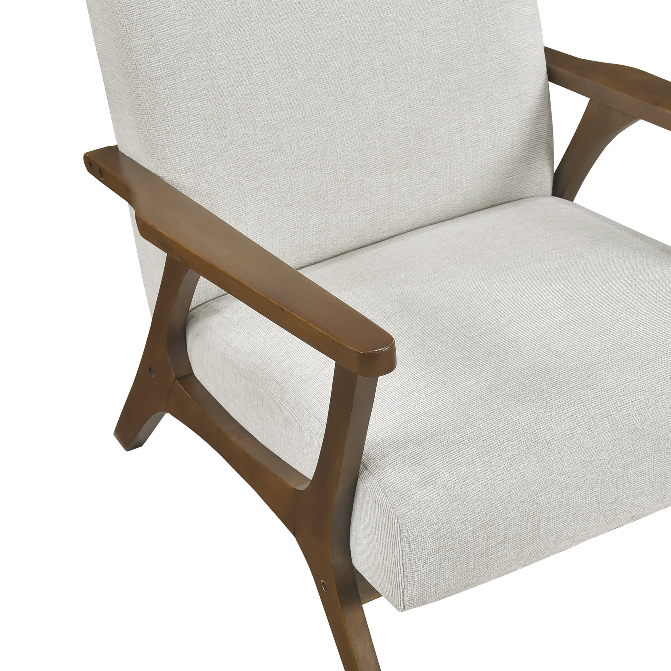 OakvillePark Everwyn Chenille Accent Chair, Beige/Chestnut Wood