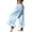 Light Blue, variant on Women's Linen Wide Leg Pants Casual Cropped Crinkle Design with Drawstring Waist and Loose Fit Ruffled Hem Trousers for Everyday Wear Black L