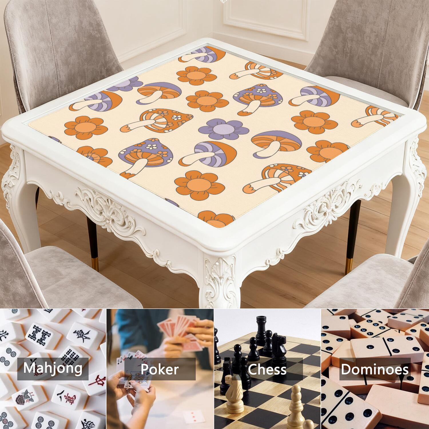 Plants Design Mahjong Mat Measuring 31.5x31.5 Inches Made of Durable Rubber with Anti-Slip Non-Skid Properties and Noise Reducing Technology for Card Games Tiles