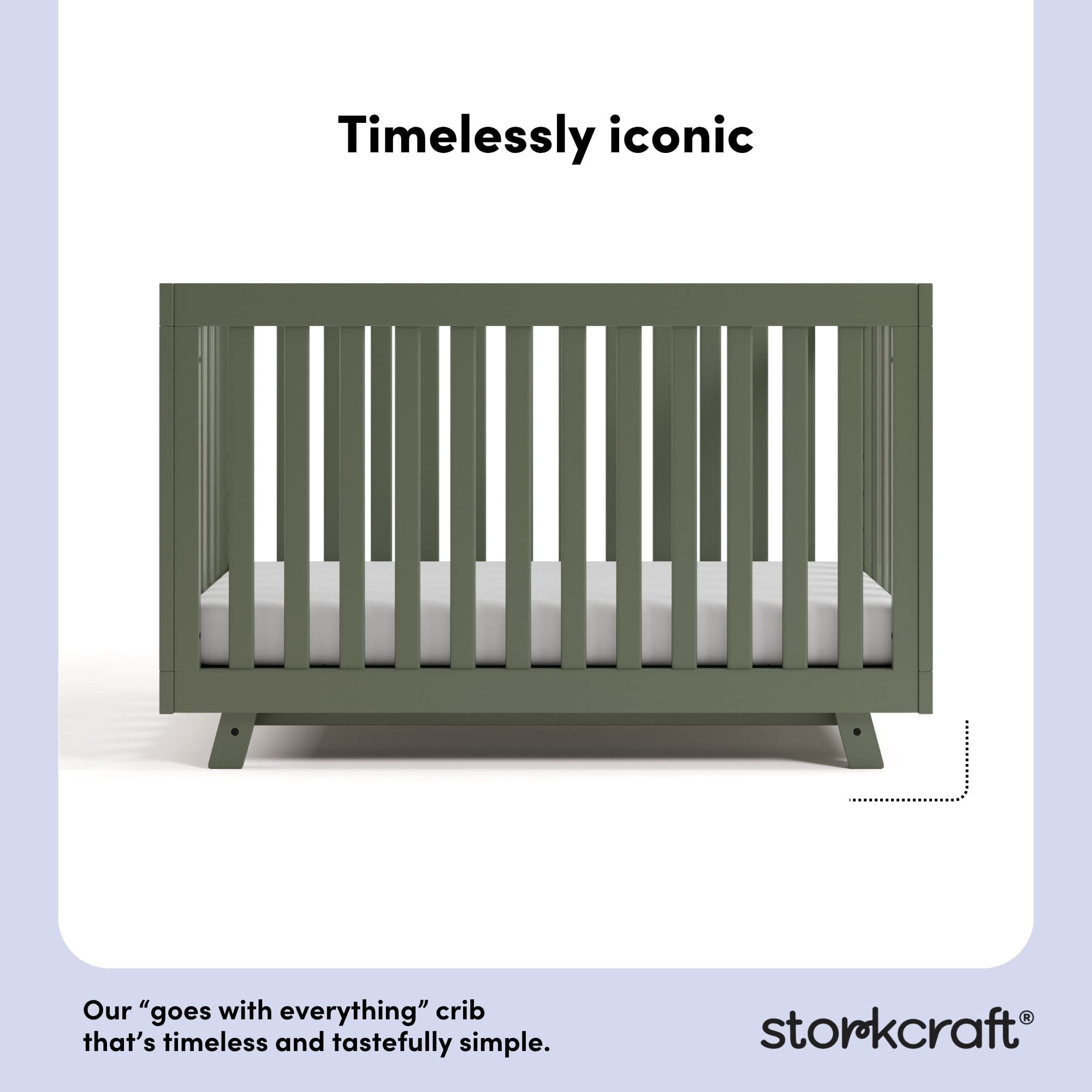 Storkcraft Beckett 3-in-1 Convertible Baby Crib, Olive