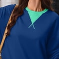 thumbnail image 2 of QIYAGBSA Color Block Crew Neck Tops for Women, Long Sleeve Loose Pullover Sweatshirt with Contrast Detail, Casual Spring Fall Streetwear, 2 of 8