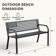 thumbnail image 4 of WLLJOY Metal Outdoor Bench, 47in Patio Garden Benches with National Flag Pattern Backrest for Backyard, Lawn, Deck, Porch, Park, Black, 4 of 10