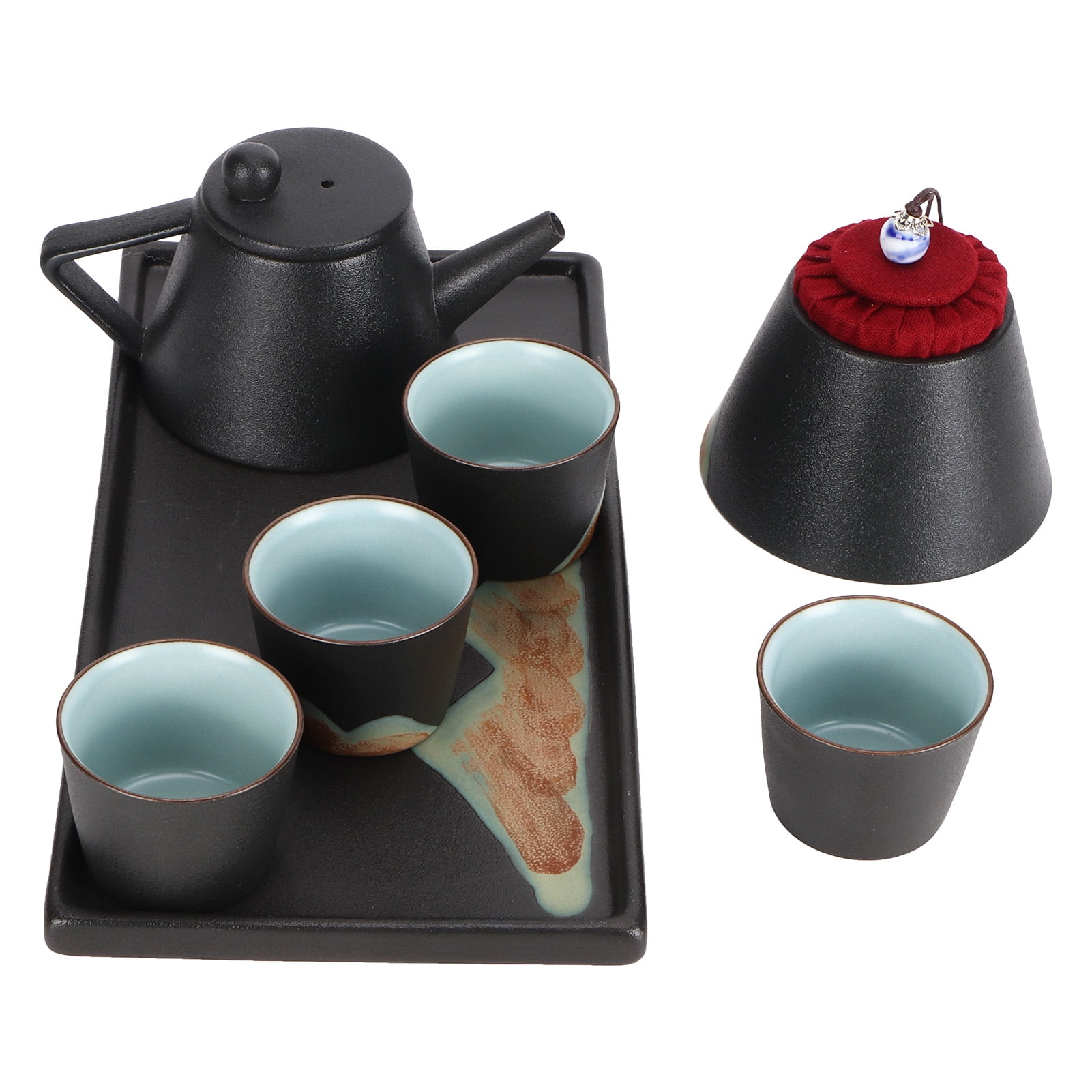 Borosilicate Glass Tea Set-Infuser Teapot 20 or 27oz. Double Wall Cups 