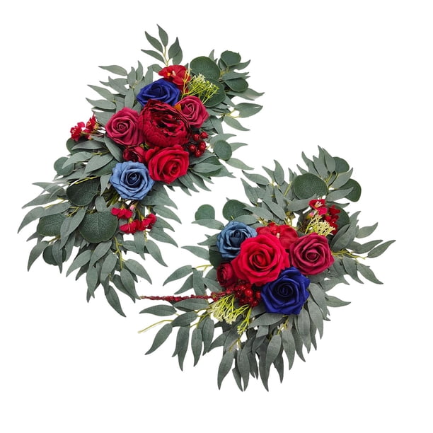 Guirnaldas Florales Macarena para arcos de boda Paquete de 2 Decoración Fl rojo azul