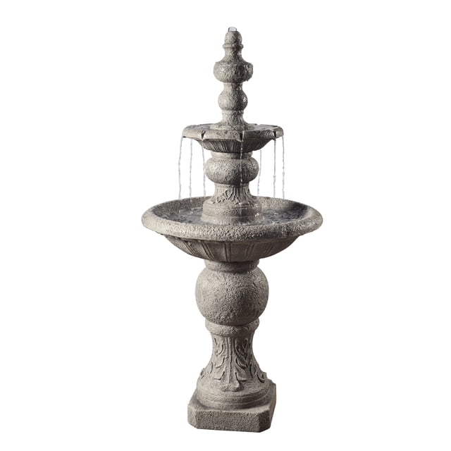 Teamson Home Water Fountain Classic Design Outdoor Garden Ornament Feature Grey