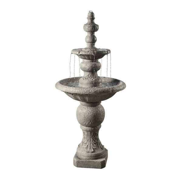 Teamson Home Water Fountain Classic Design Outdoor Garden Ornament Feature Grey