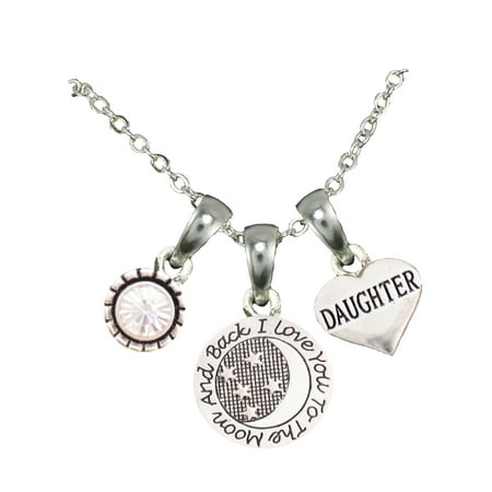 - Daughter Love You To The Moon Silver Chain Necklace And Charms Jewelry