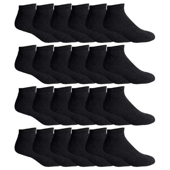 24 Pairs Of Yacht & Smith Mens Wholesale Bulk No Show Ankle Socks, Cotton Sport Athletic Socks - Size 10-13 (Black)