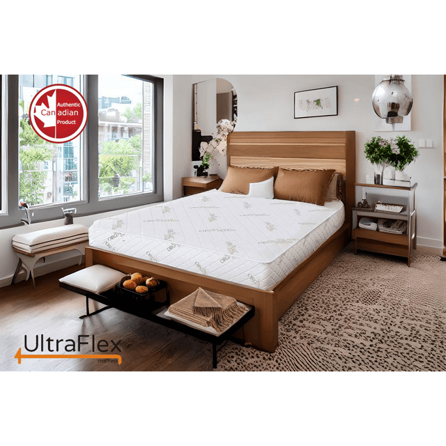 UltraFlex EcoZen - Fermeté Moyenne Réversible, Mousse Certifiée CertiPUR-US®, Housse en Bambou Biologique, Soulagement de la Pression, Gel Rafraîchissant Infusé, Matelas Écologique ( Fabriqué au Canada )