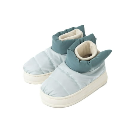 

Ferndule Womens Slippers Platform House Shoes Slip On Snow Boots Comfort Fluffy Home Shoe Indoor Outdoor Slipper Booties Cozy Breathable Blue 7-7.5