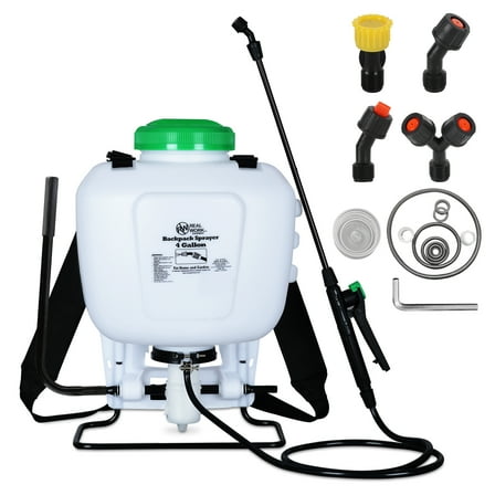 REALWORK 4-Gallon Backpack Sprayer with Padded Shoulder Strap for Pests & Weeds, Watering Garden, and Spraying Plants, in Translucent White