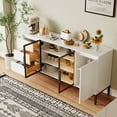 thumbnail image 5 of Buffet cabinet with storage, kitchen side panel storage room with doors and 3 drawers, pantry cabinet display rack, console, dining table manager furniture, living room dining room white, 5 of 8