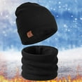 thumbnail image 2 of ASFGIMUJ Winter Knit Beanie Hat Neck Warmer Scarf Set 2 Pcs Lined Skull Cap for Men Women, 2 of 3