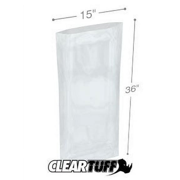 ClearTuff - 15" x 36" 2 Mil Flat Poly Bags - 500/Case