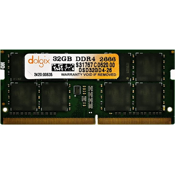 DOLGIX 32GB DDR4 2666 MHz PC4-21300 SODIMM 260-Pin 2Rx8 Dual Rank 1.2V CL19 Notebook Laptop RAM Memory Module Upgrade
