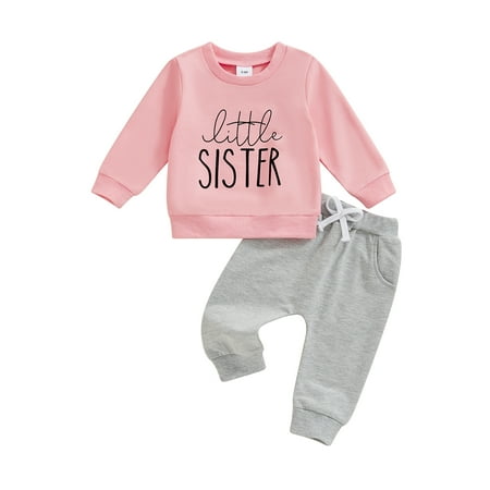 

Bagilaanoe Sister Matching Outfits Baby Girl Fall Tracksuit Set Clothes 6M 12M 18M 24M 3T 4T 5T Kids Girl Long Sleeve Letter Sweatshirt Tops Sweatpants 2Pcs Casual Autumn Clothing for Toddler Girls