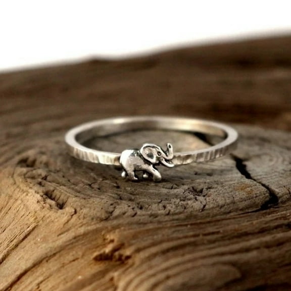 SmartBy Vintage Women Elephant Silver Plated Thin Finger Ring Party Banquet Jewelry Gift