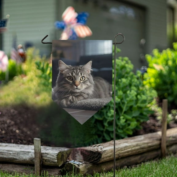 Cat Floor Sofar Garden Flag 18" x 12.5" Double Sided Yard Lawn Outdoor Decor Small Yard Flags