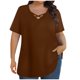 thumbnail image 1 of Mujeres Más Tamaño Manga Corta Tops, Moda Verano Color Sólido, V-Cuello Blusas, Más Tamaño Ropa de Verano para las Mujeres, 1 of 6