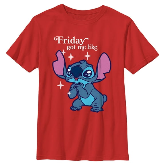 Boy's Lilo & Stitch Friday Got Me Like Graphic Tee Red Small