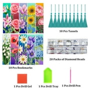 TSV 10pcs Rhinestone Diamond Art Tassel Bookmark DIY Kit, Handmade Craft Gift for Readers