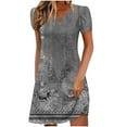 thumbnail image 2 of Women's Casual A-Line Dresses with Pockets Summer Floral Tshirt Dress Short Sleeve Mini Dress Flowy Sundresses, Limited Time Clearance Under 10 Dollars SA-455, 2 of 5