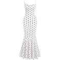 thumbnail image 7 of Oplxuo Elegant Polka Dots Mermaid Maxi Dresses for Women Cowl Neck Spaghetti Straps Bodycon Formal Cocktail Party Dress, 7 of 7