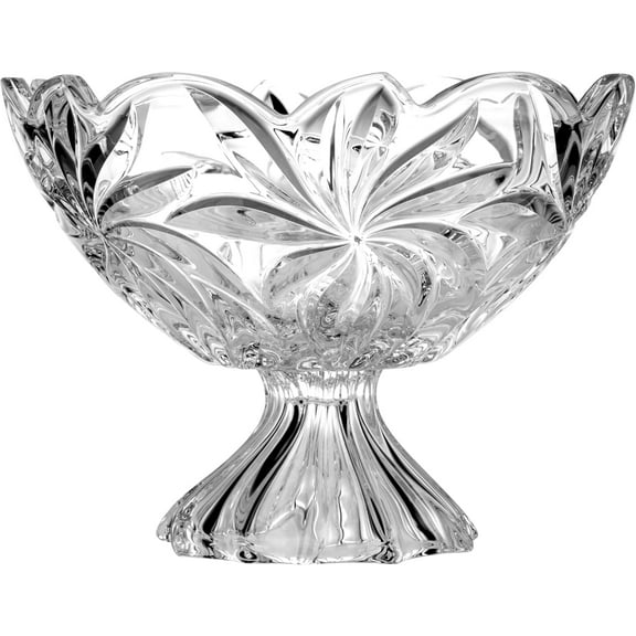 Bohemian crystal AU52732 11¼" Footed Bowl «FLORA», Clear, Decorative Centerpiece, Czech Crystal, Fruit Bowl