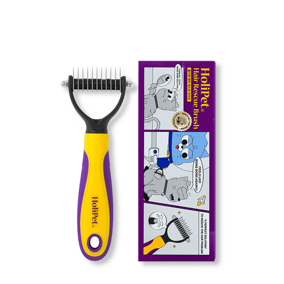 Holipet Hari Rescue Brush for Dogs & Cats, Skin Friendly Deshedding Grooming Tool