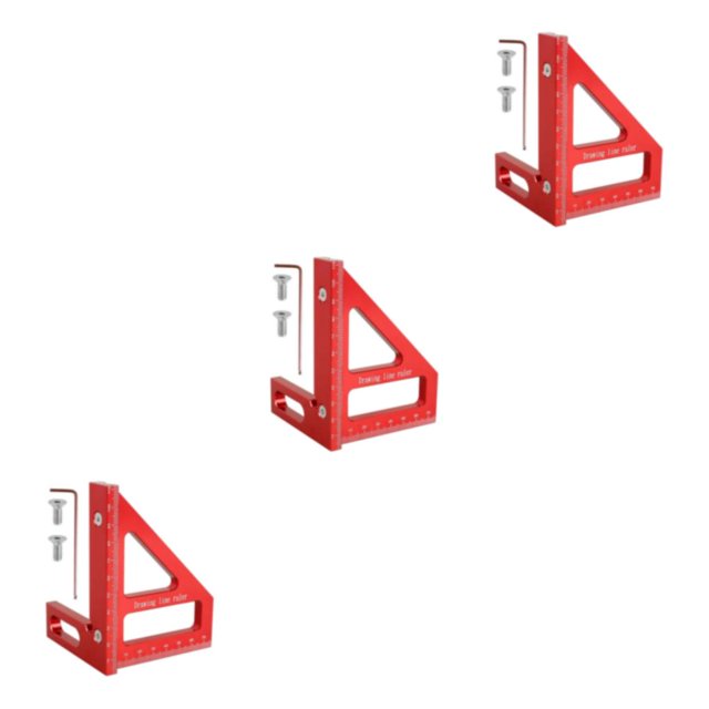 Riwesomey Regla de ángulo para carpintería, medición precisa para carpintero preciso, aleación de aluminio, inglete de 4590 °, rojo Type1 NO1