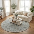 thumbnail image 3 of LR Home Wade 7'3" Round Cream/Blue Floral Wool Indoor Area Rug, 3 of 8