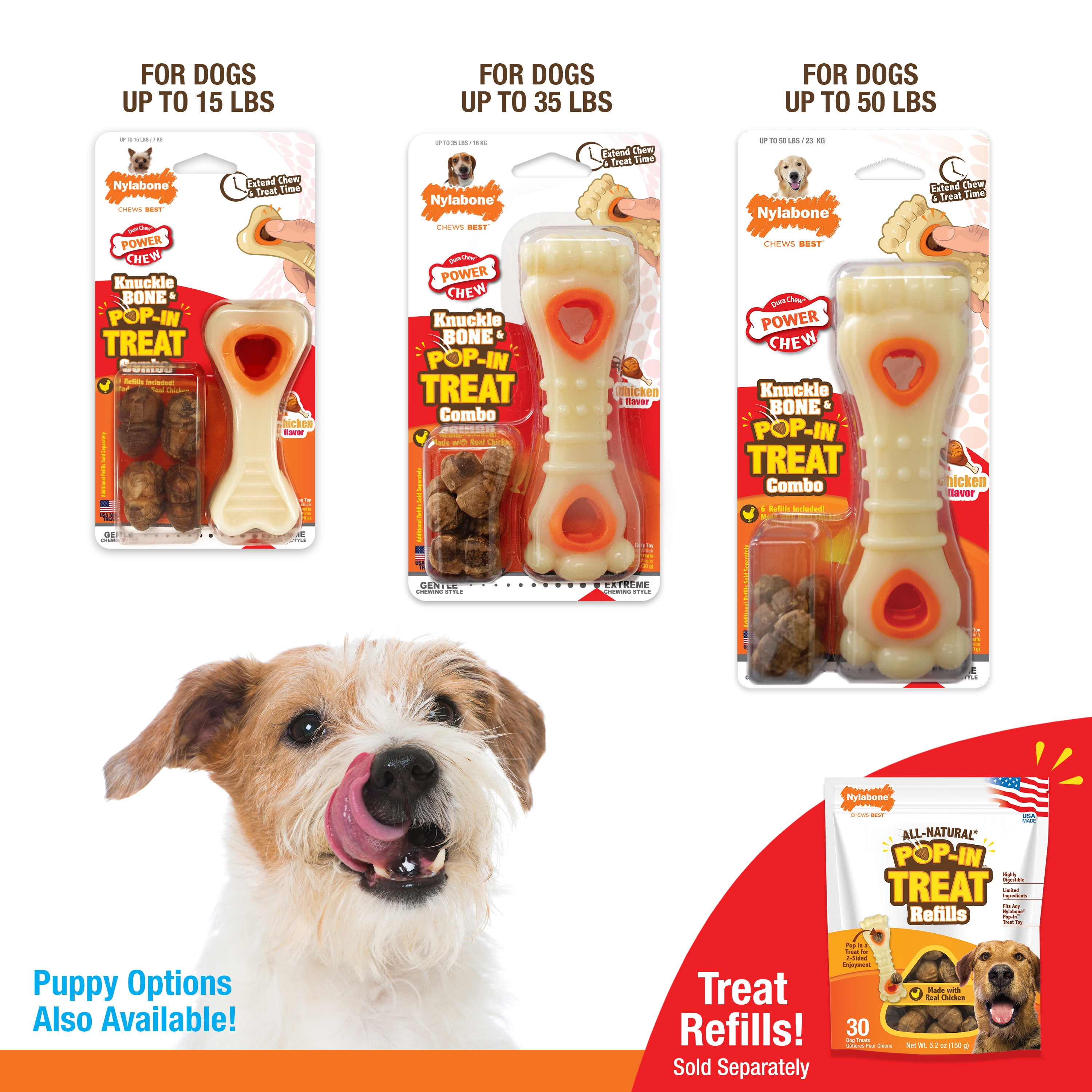 Power Chew Knuckle Bone & Pop-In Treat Toy Combo