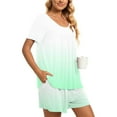thumbnail image 4 of Summer Plus Size Two Piece Outfits for Women Fashion Casual Round-Neck Short Sleeve Two-Piece Comfortable Home Pajamas Sports Set, 4 of 7