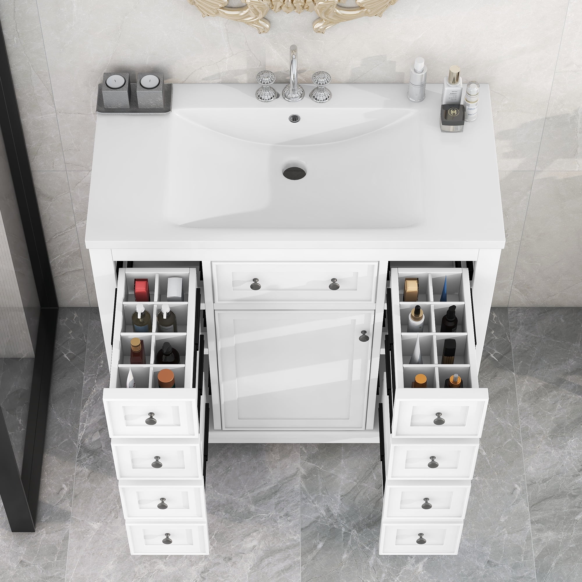 Harper & Bright Designs 36" Bathroom Vanity with Sink Combo, Bathroom Vanity Cabinet with 6 Storage Drawers, White