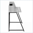 thumbnail image 3 of Desks, Contemporary Modern 47.25” L Computer Desk with Hutch Storage | Black Metal Base | Grey | Particle Board, 3 of 11